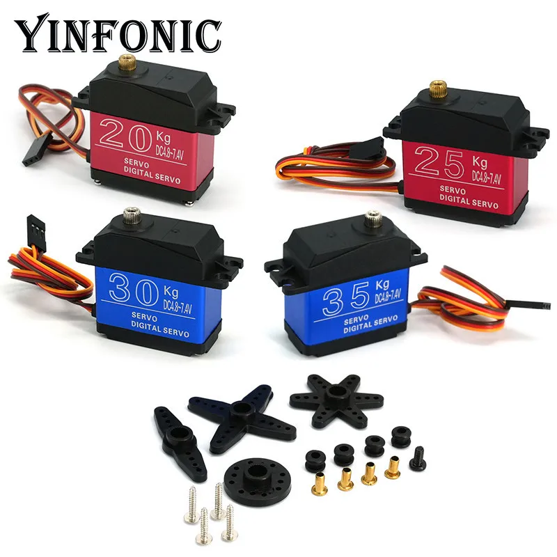 Servo engranaje de dirección Digital de engranaje de Metal de alto Torque de 180 grados 20KG 25KG 30KG 35KG para componentes electrónicos de brazo robótico de Robot