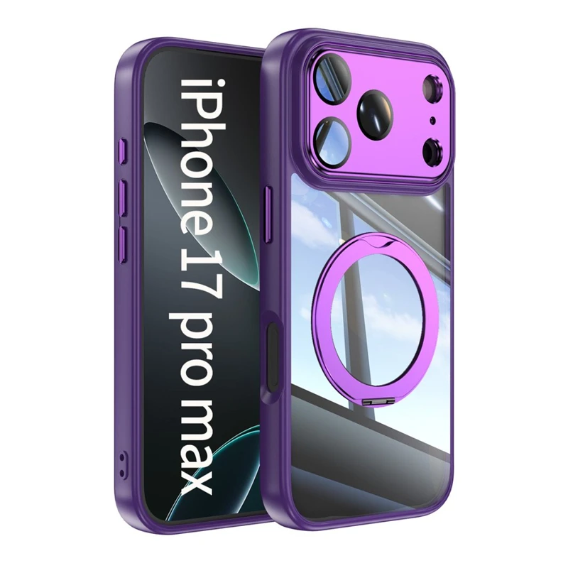 Funda magnética Magsafe con soporte de anillo de Metal para IPhone 17 Air 16 E 14 13 15 Pro Max Plus 17Pro 16E IPones Mac funda de teléfono con soporte seguro