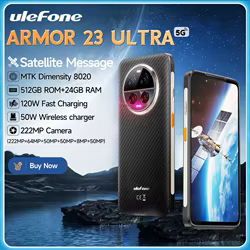 Ulefone Armor 23 Ultra 5G, mensaje de satélite, carga inalámbrica de 120W + 55W, 512GB ROM 24GB RAM, cámara nocturna de 64MP, 6,78"