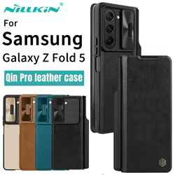 For Samsung Galaxy Z Fold 5 Case Nillkin Qin Pro Flip Leather Case For Samsung Z Fold5 Cover With S-Pen Pocket Camera Protection