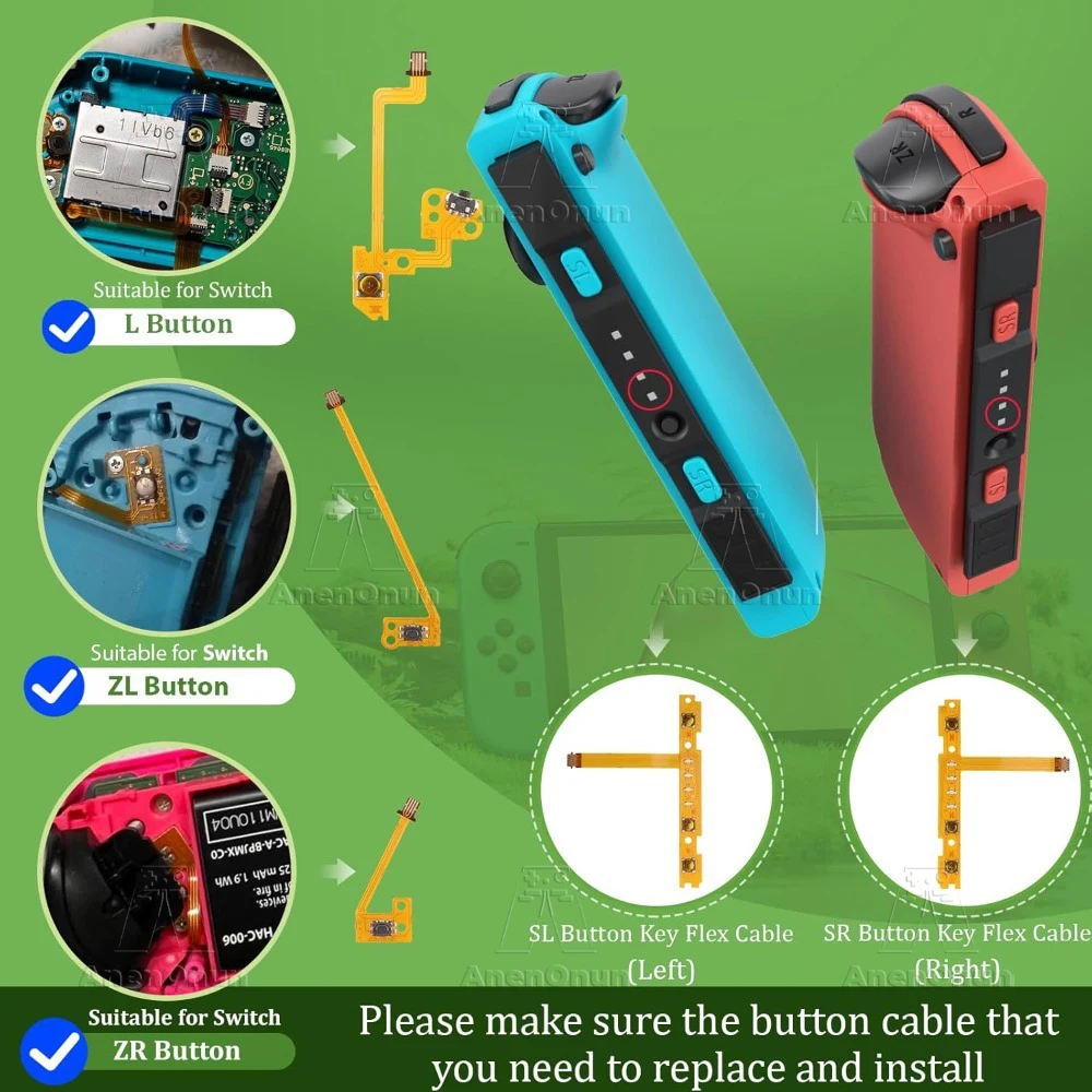 SL SR ZL ZR L Cable flexible para interruptor/interruptor OLED Premium piezas de repuesto Joycon controlador botón cinta Cable Kit de fijación - imagen 5