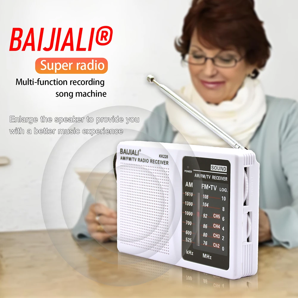 Radio AM FM Antena telescópica de radio de bolsillo alimentada por batería para regalos en interiores y exteriores para personas mayores - imagen 2