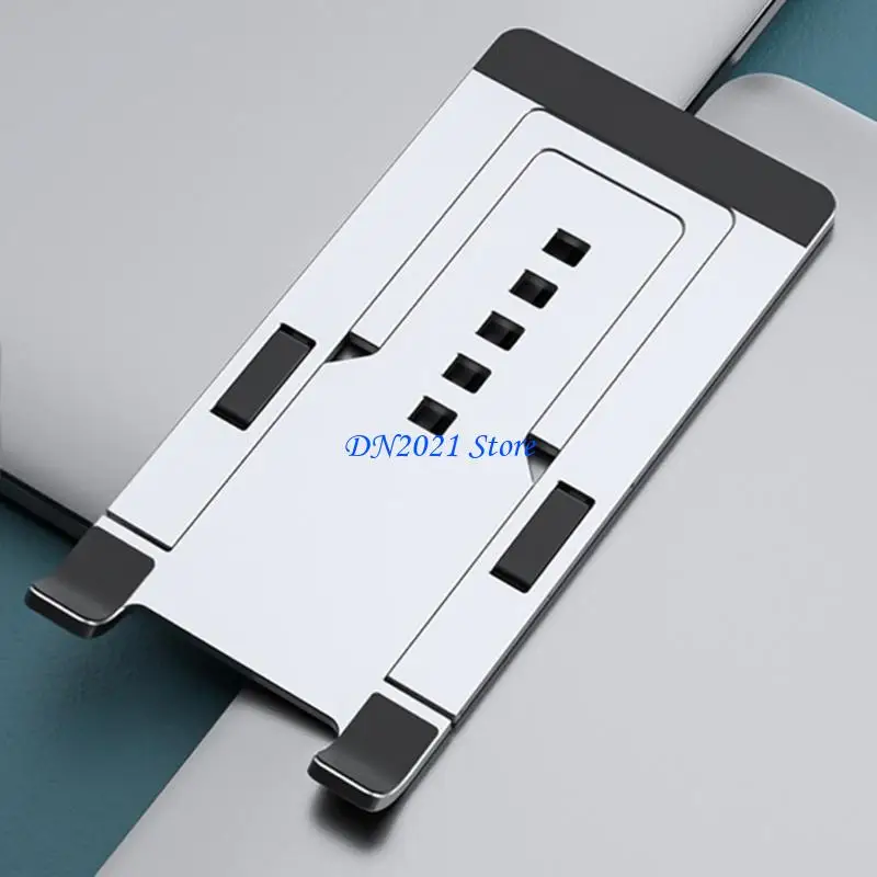 Soporte para tableta escritorio F3KE, marco aluminio plegable, acolchado antideslizante, colocación segura