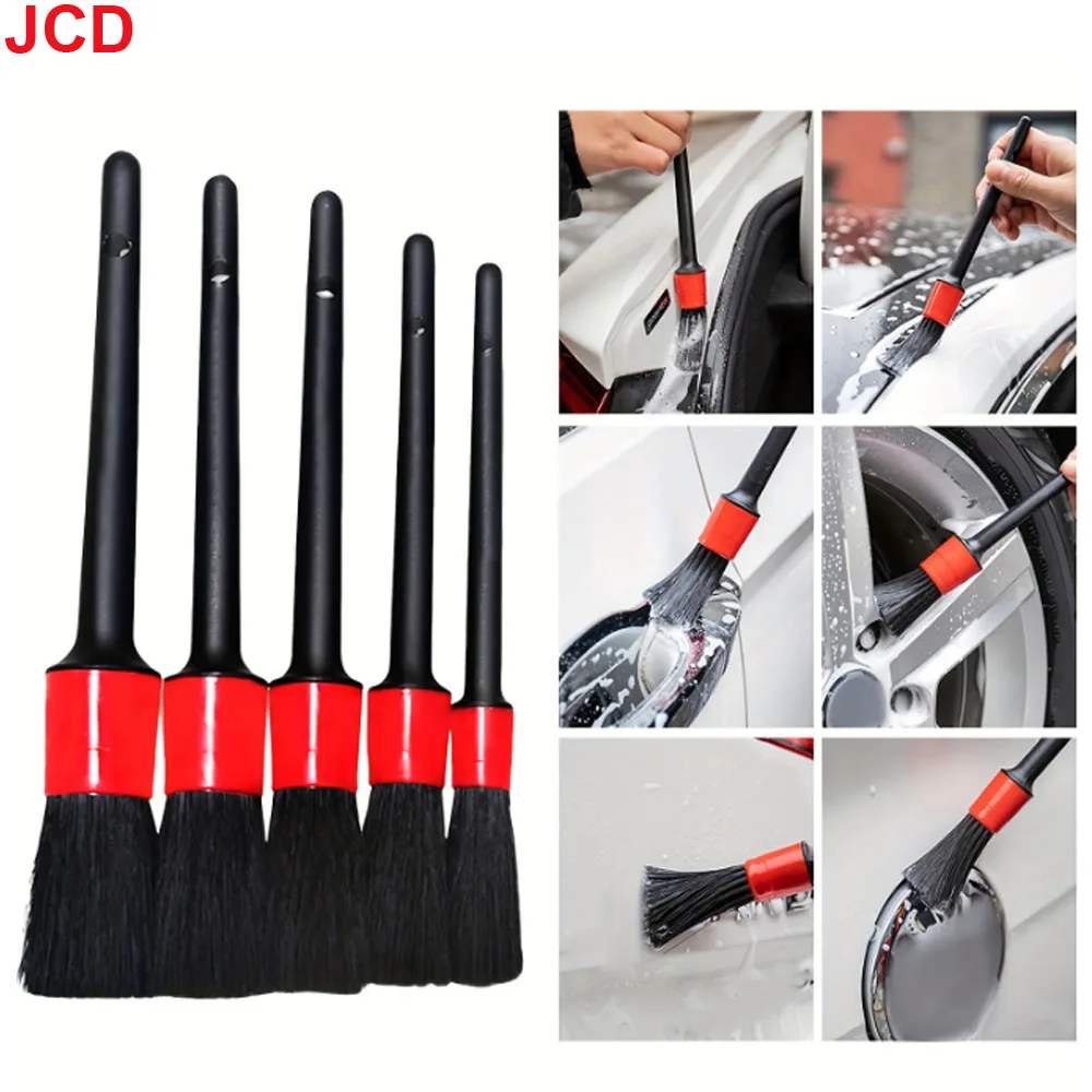 JCD Juego de 6 cepillos para detalles de cuidado de lavado de coches, para limpiar ruedas, rejillas de salpicadero y más cepillos de limpieza de automóviles, accesorios para automóviles - imagen 2