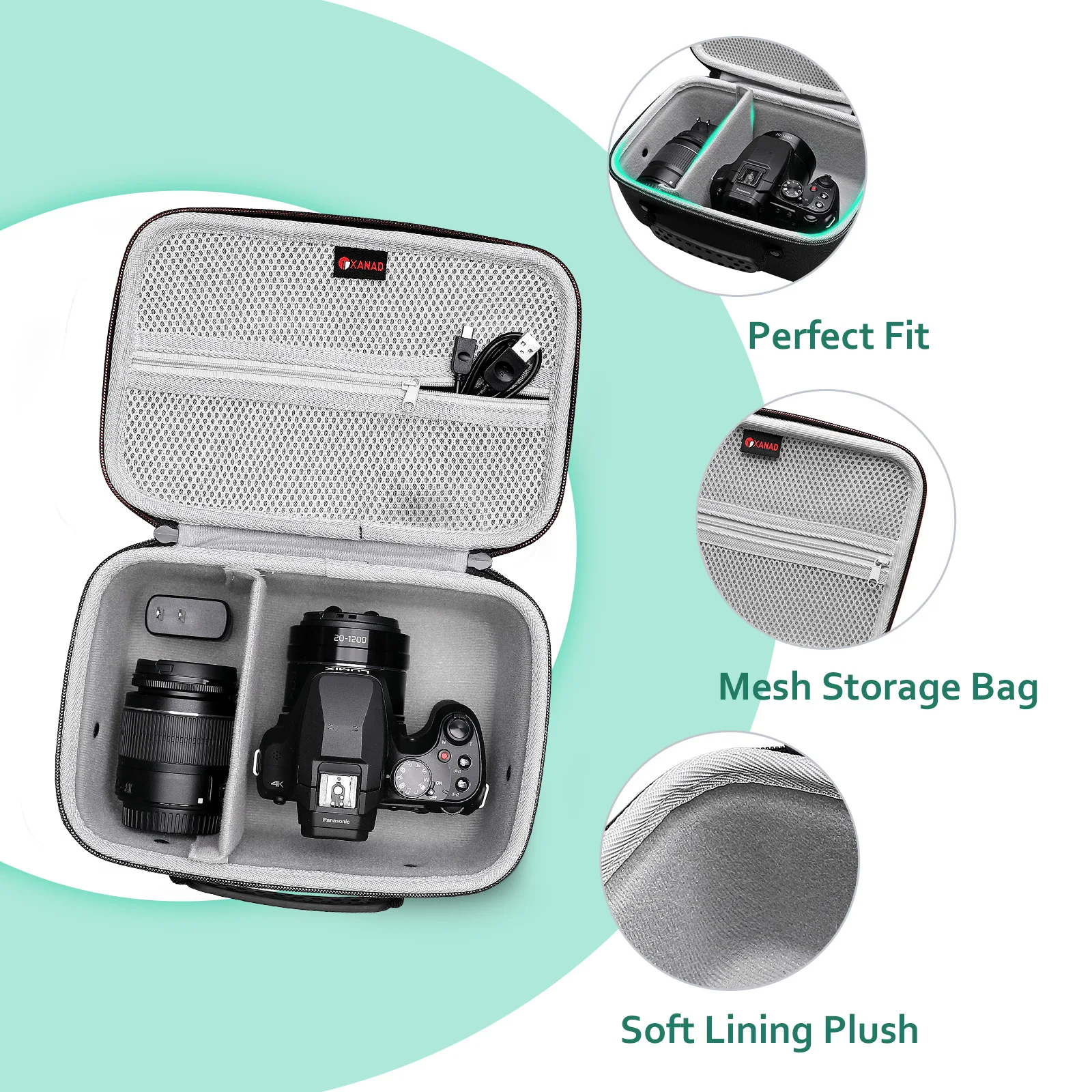 Estuche rígido para cámara digital Panasonic LUMIX FZ80 4K, resistente al agua, bolsa de transporte de viaje (cámara no incluida) - imagen 2