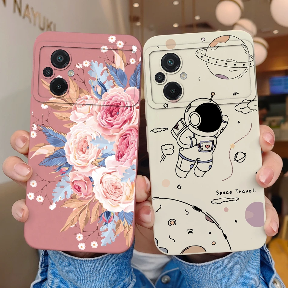 Fundas para Xiaomi Poco M5 M5S astronauta flor silicona líquida suave protección completa anticaída Funda trasera para PocoM5 M5 S - imagen 3