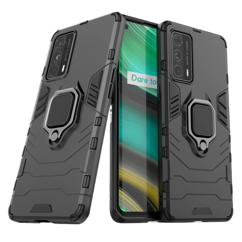 Funda de teléfono para OPPO Realme X7 Pro Ultra 5g, carcasa trasera a prueba de golpes, armadura anticaída, soporte de anillo de Metal, Funda magnética - imagen 2
