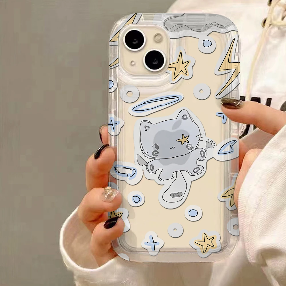 Lindo gato Ángel funda transparente para IPhone 16 15 14 13 12 11 Pro Max 14 15 7 8 Plus X XR XS Max Airbag cubierta a prueba de golpes - imagen 3