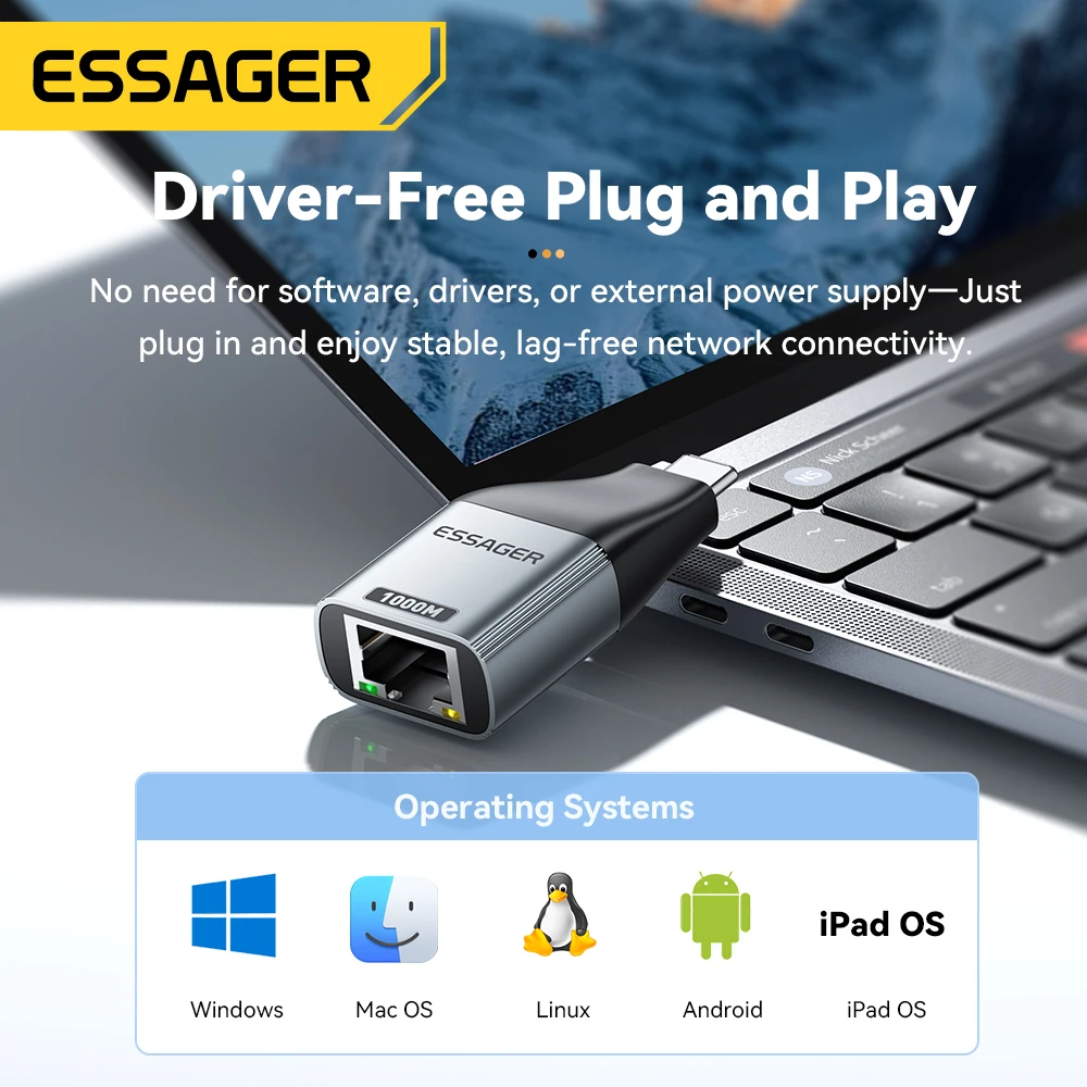 Adaptador USB-C a Ethernet Gigabit RJ45 para MacBook - imagen 2