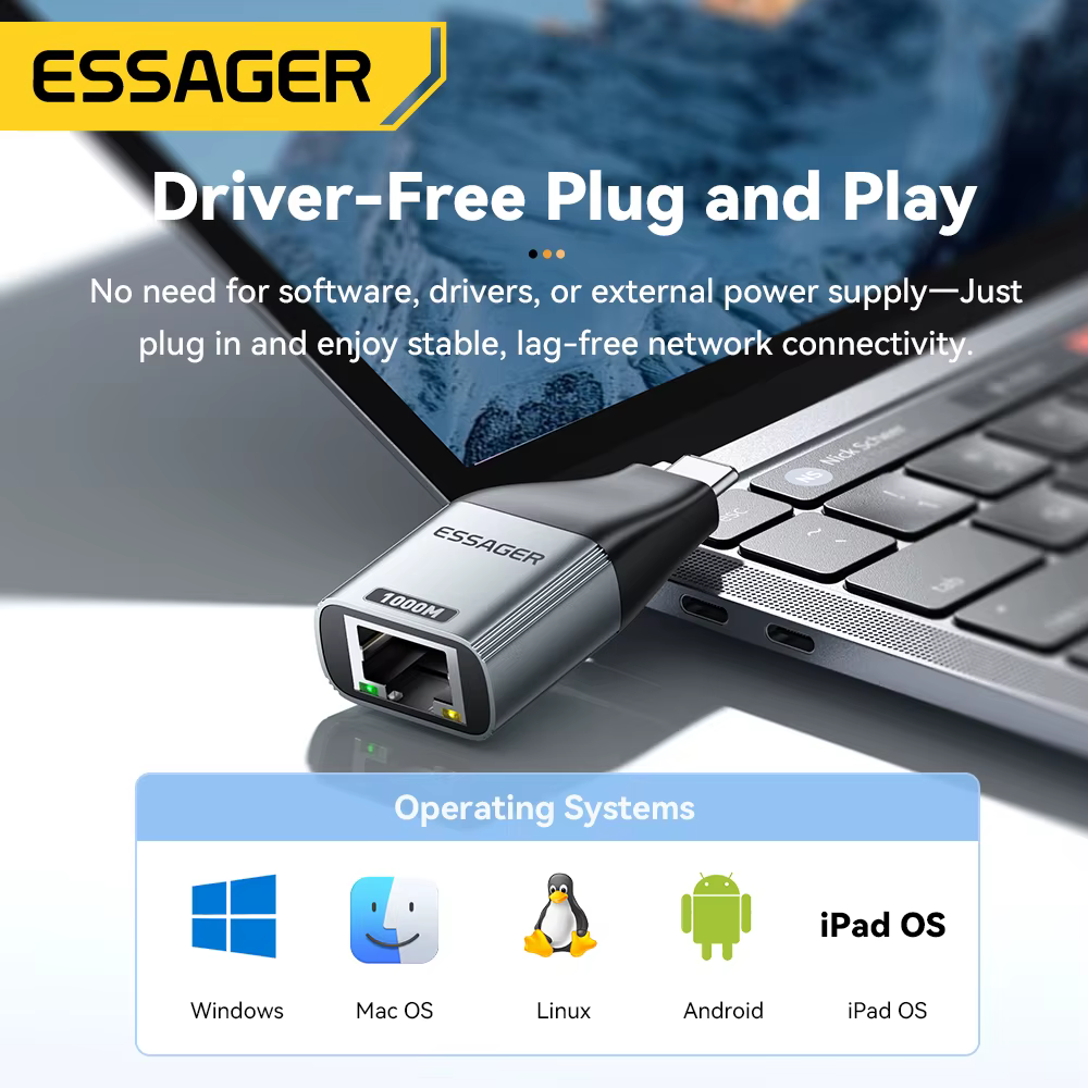 Adaptador USB-C a Ethernet Gigabit RJ45 para MacBook - imagen 2