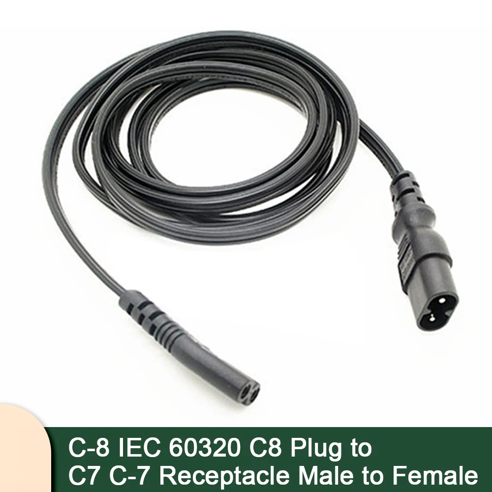 IEC 60320 C-8 a C-7 Cable adaptador de fuente de alimentación de extensión macho a hembra 6 pies 1,8 m enchufe de receptáculo principal