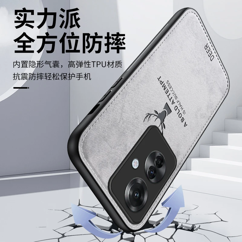 Funda para OPPO Reno 11F, cubierta de tela tejida con patrón de tela de lujo, protección de cámara, carcasa a prueba de golpes - imagen 4