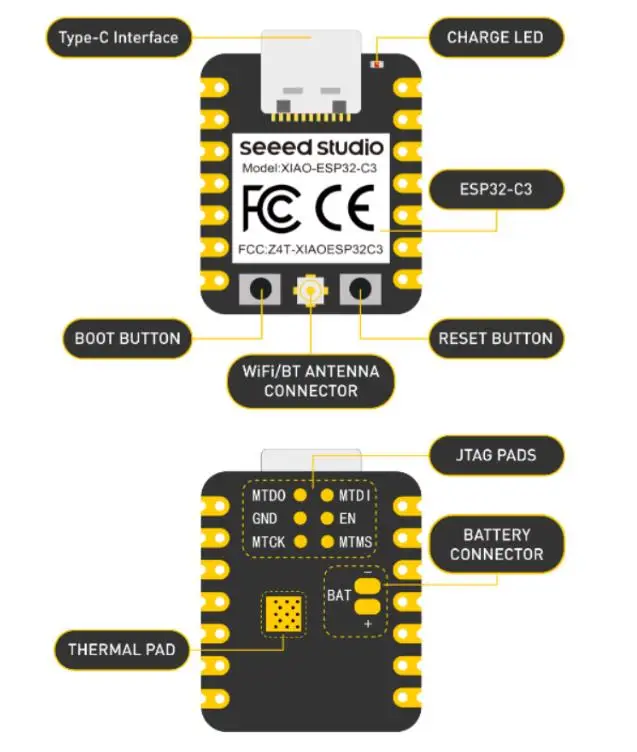 Seeeduino-Placa de desarrollo compatible con Bluetooth, módulo de 4MB, Flash, 400KB, SRAM para Arduino, estudio XIAO ESP32-C3, WiFi, malla 5,0 - imagen 4