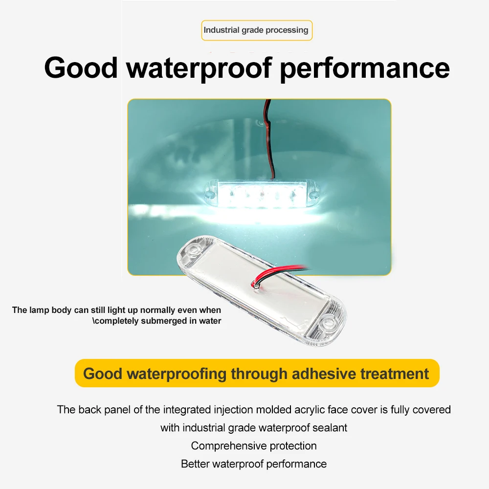 Luz estroboscópica de advertencia lateral para coche y camión, barra de luz intermitente para rejilla, lámpara de baliza, luz de tráfico blanca y amarilla ámbar, 12V-80V, 12 Led - imagen 3