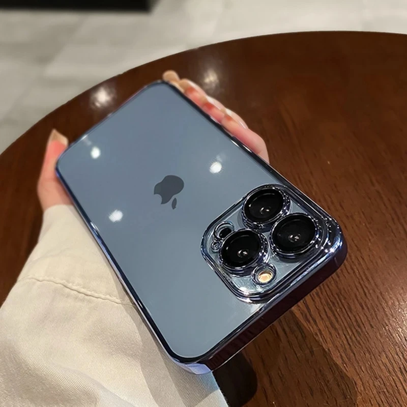 Funda de teléfono chapada transparente de lujo para iPhone 15 14 11 12 13 Pro Max 14 15 Plus, funda a prueba de golpes, fundas blandas transparentes, accesorios - imagen 5