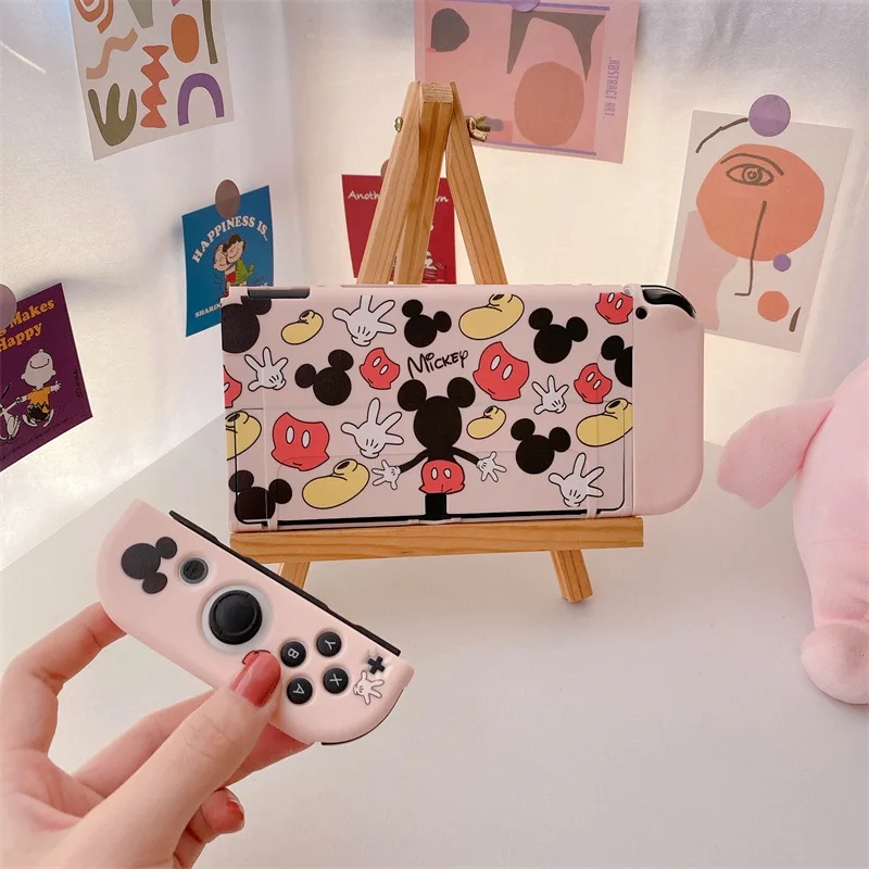 Funda trasera de Mickey de Disney para Nintendo Switch OLED, funda protectora de silicona suave anticaída dividida NS para consola de juegos portátil - imagen 3