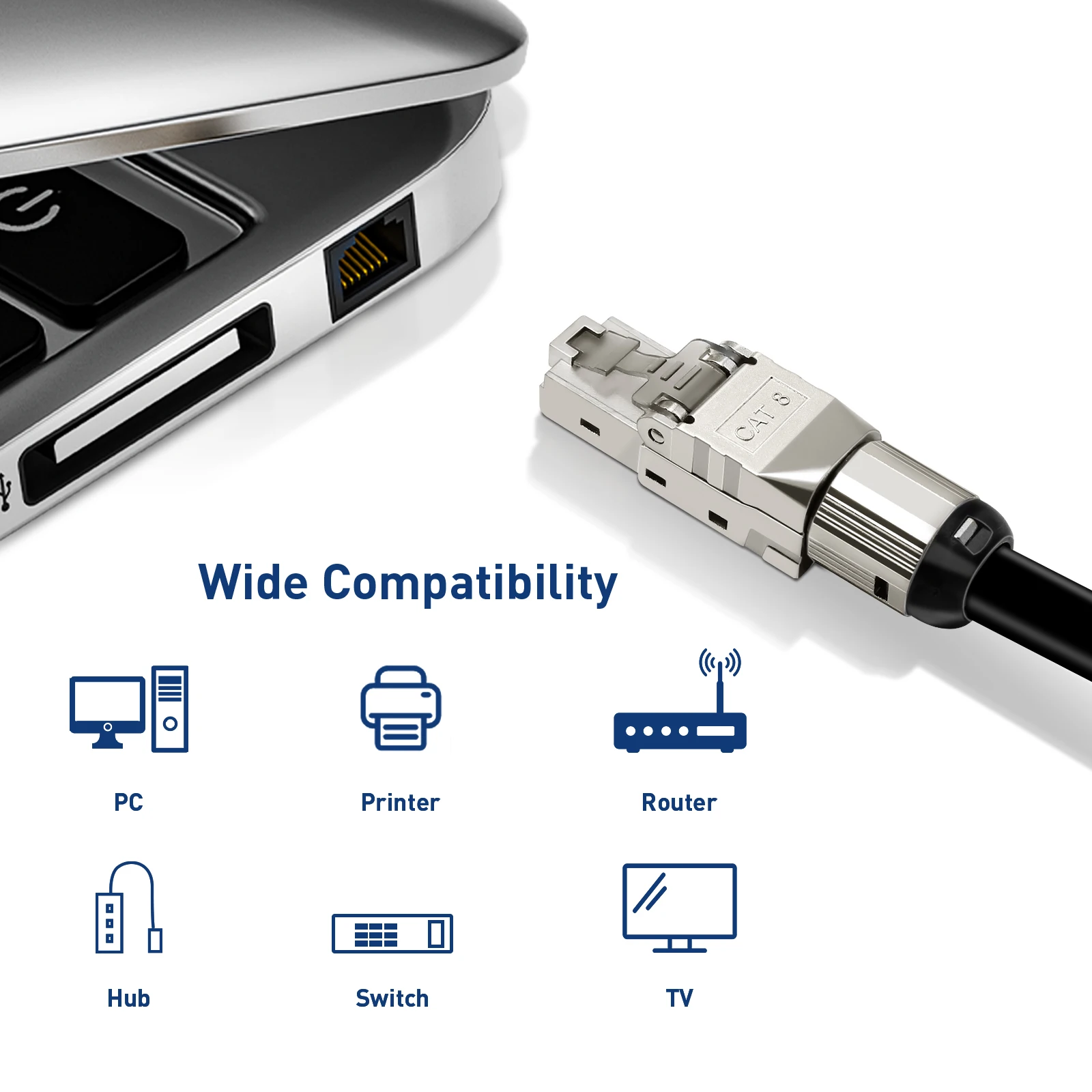 ZoeRax RJ45 Cat8 Cat7 Cat6A Conectores RJ45 Enchufe de terminación Modular sin herramientas blindado 2000MHz 40G Cable LAN para 22AWG-24AWG - imagen 5