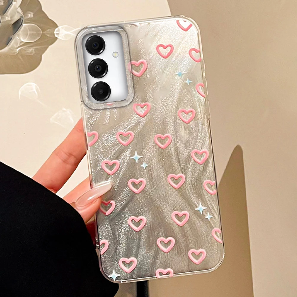 Funda de teléfono con bonito corazón de amor rosa para Samsung Galaxy A55 A54 A34 A14 A24 A15 A25 A35 A56 A16 A26 A06 A53 carcasa trasera de silicona - imagen 2