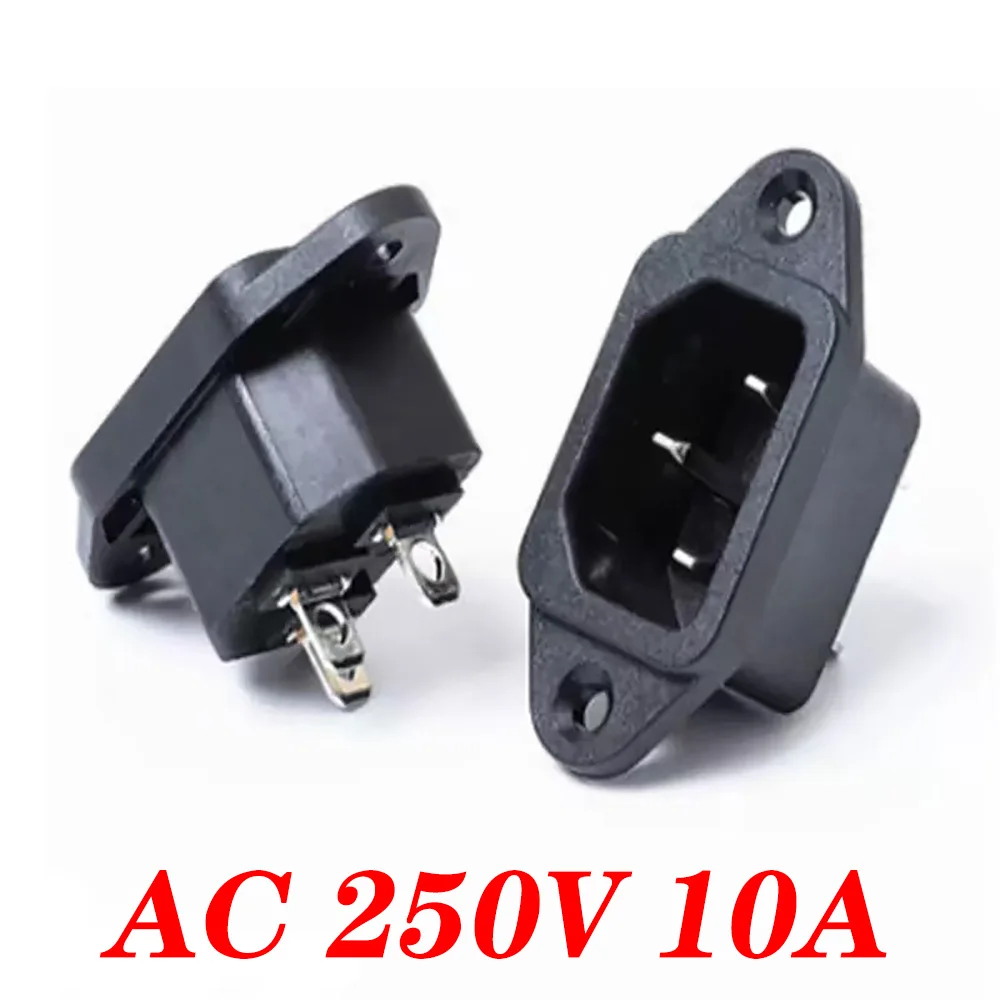 10/20/30/50 Uds negro 3 pines Terminal enchufe macho IEC320 C14 enchufe de entrada montaje en Panel AC 250V 10A alta calidad - imagen 2