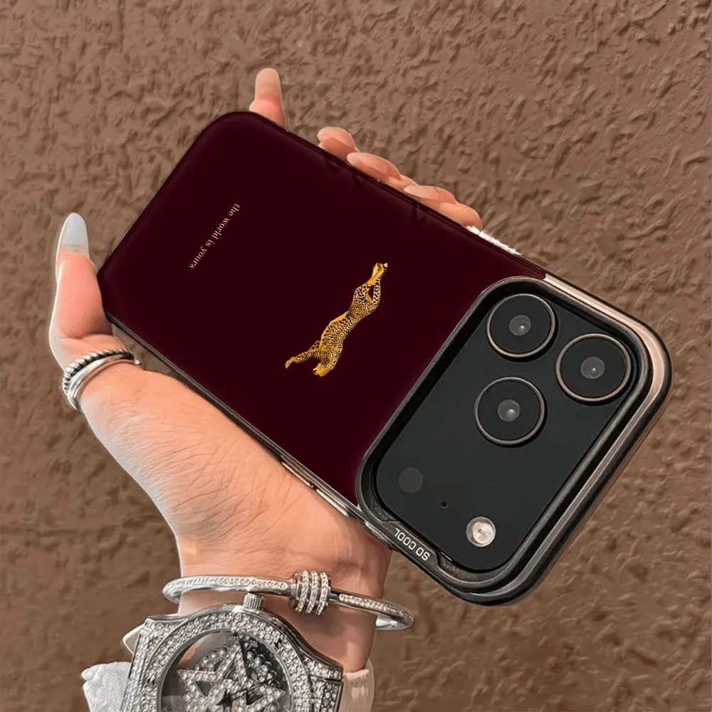 Funda de teléfono con estampado de leopardo, color rojo vino, para Samsung Galaxy S25 S24 Ultra S23 FE S22 Plus A16 A26 A36 A56 A25 A55 A54 A53 - imagen 3