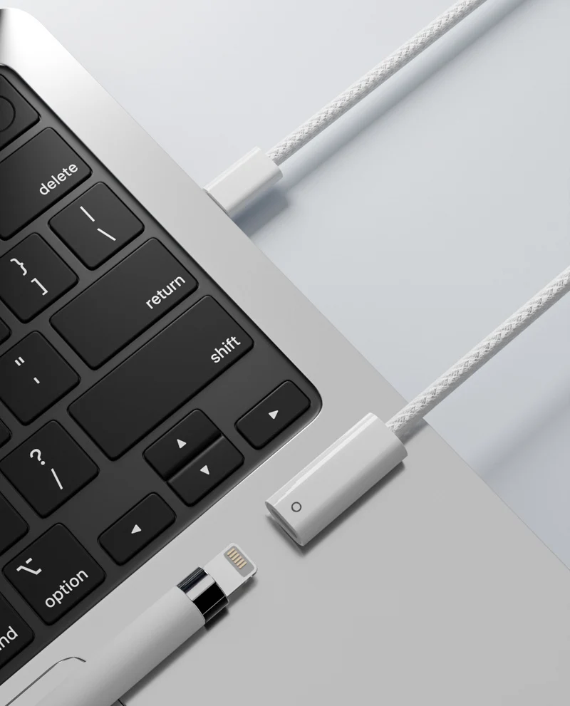 Cable de carga USB tipo C macho a hembra, 1M, Bluetooth, para Apple Pencil, 1a generación, Ipad, PC, tableta, bolígrafo, solo fuente de alimentación - imagen 5