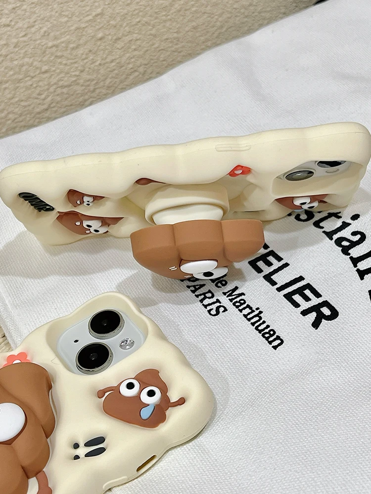 Funda de silicona con soporte plegable para iPhone, carcasa divertida con flor roja, estirón de vaca, 15, 14, 13, 12, 11, 16 Pro Max - imagen 5