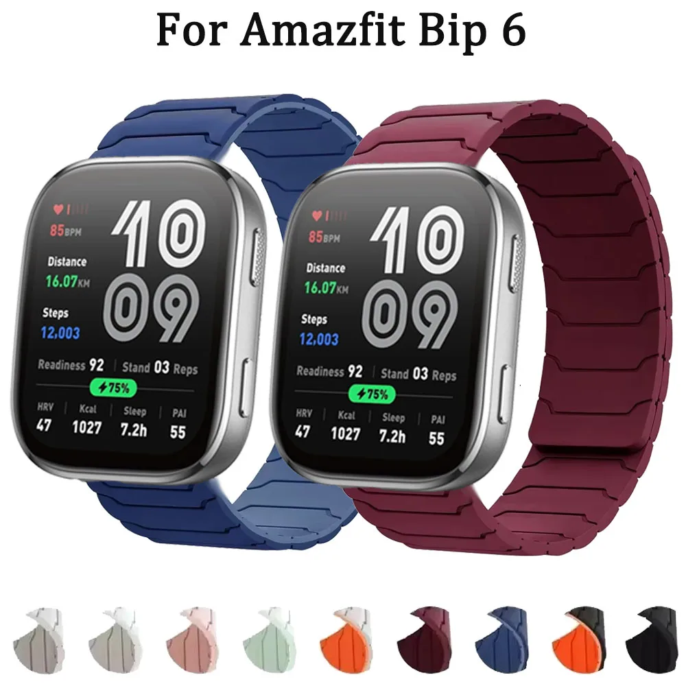 Bucle magnético de silicona de 22mm para pulsera Amazfit Bip 6 5 5 Unity/GTR 2 3 4 para Amazfit Stratos/Balance/Cheetah Round/Pro Band