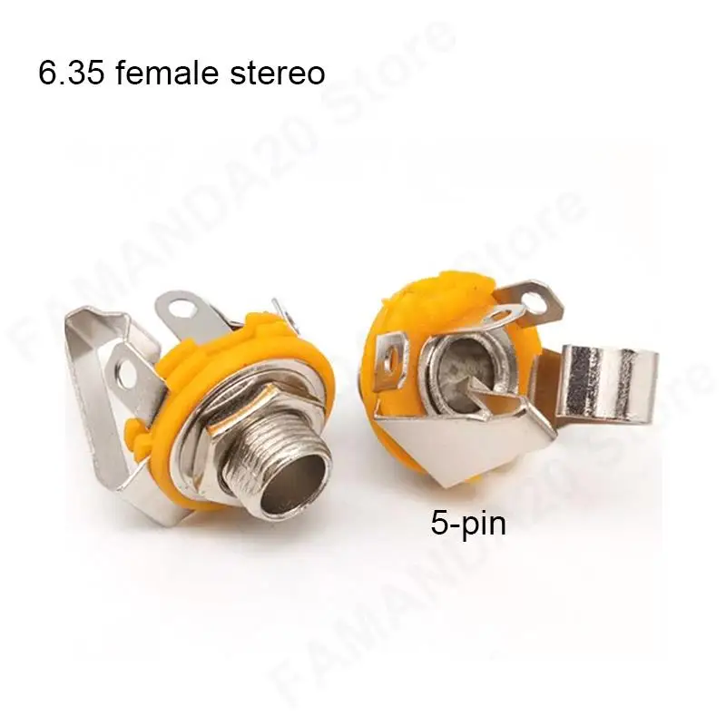 5 uds 1/4 "6,35mm Mono estéreo 2 3 pines poste hembra montaje en Panel conector de toma de corriente 6,5 cable de Audio enchufe adaptador de soldadura M20 - imagen 4