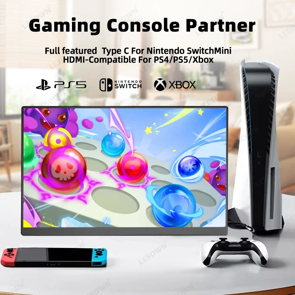 LESOWN Monitor portátil para juegos 120Hz 16 pulgadas USB C 2560x1600 pantalla externa ultradelgada con altavoces segunda pantalla para ordenador portátil - imagen 5