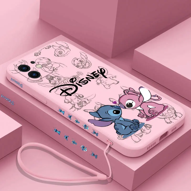 Funda de teléfono Disney Super Cute Stitch para Oneplus Nord 3 2 9R 9 8T 8 7 7T Pro 6 5G cubierta de silicona líquida con correa de mano - imagen 2