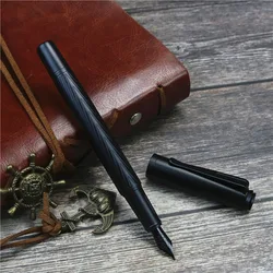 Pluma Estilográfica Samurái Negra Punta Titanio 0,5mm Tinta Recargable