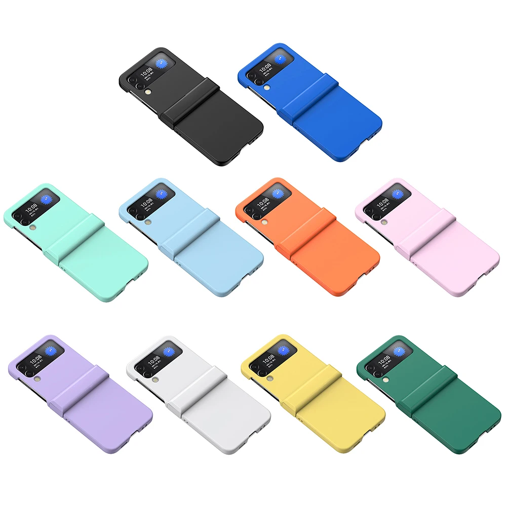 Funda de teléfono para Samsung Galaxy Z Flip3/4 5G, cubierta protectora trasera plegable de plástico, tacto suave, Color Macaron, SamsungZ Flip3 4 - imagen 5
