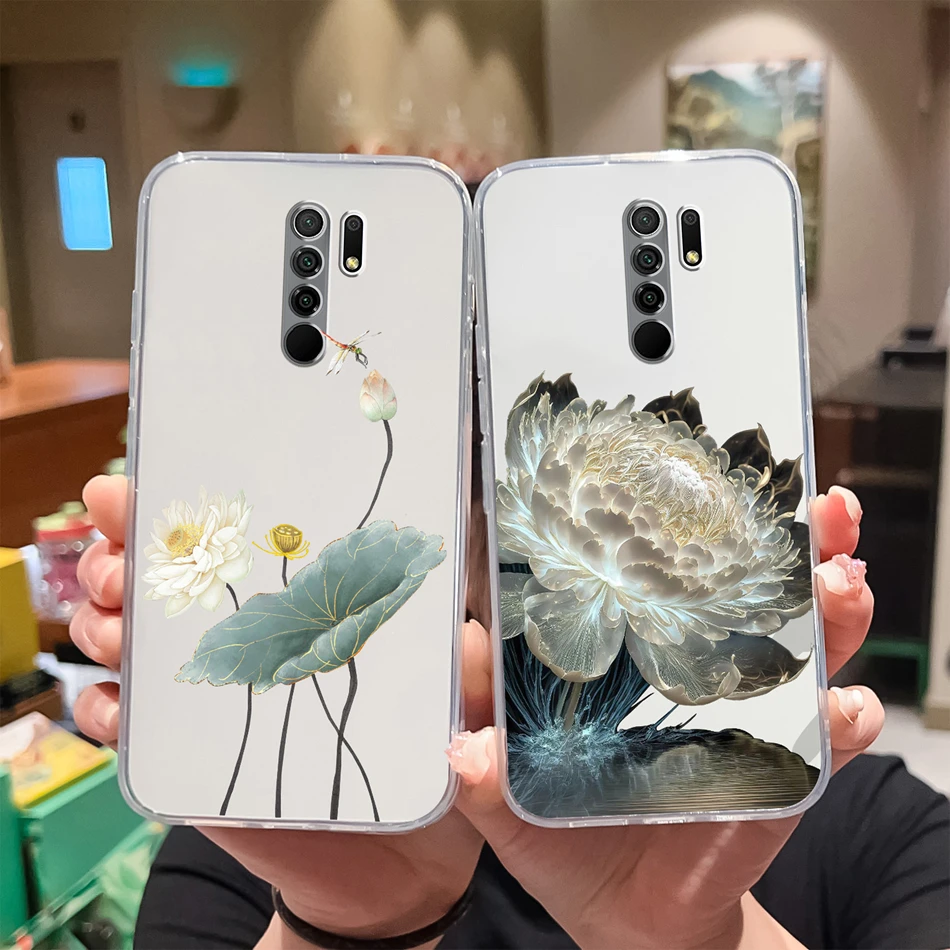 Funda de teléfono para Redmi 9 Prime, Fundas ligeras con flores simples, carcasa transparente de silicona TPU suave y delgada para Redmi9 9Prime Funda - imagen 3