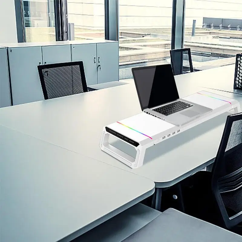 Soporte de Monitor para ordenador portátil, organizador de pantalla de ABS, Universal, RGB, 4 puertos USB 3,0, para impresora - imagen 3