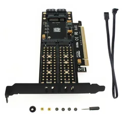 Adaptador PCIe 3.0 x16 a M.2 NVMe/AHCI - Riser Card 3 en 1