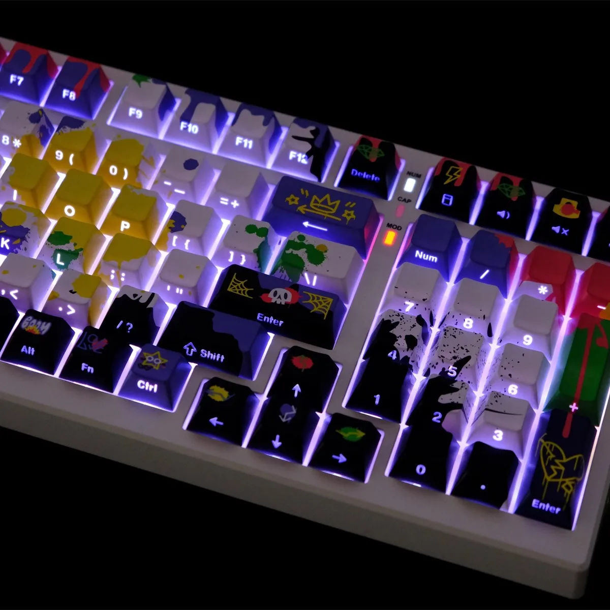 1 Juego de teclas retroiluminadas con estampado lateral de Graffiti, teclas subcama de tinte PBT, teclas de perfil de cereza para teclado MX Switch Wooting 60HE - imagen 2