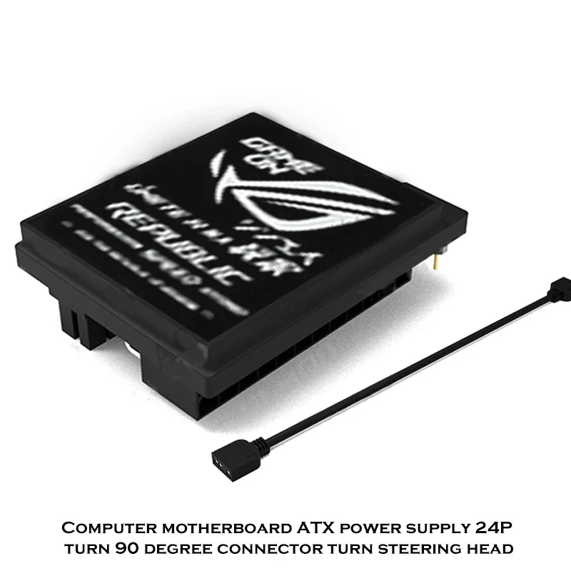 Fuente de alimentación de ordenador 24 pines ATX 90 ° Adaptador en ángulo RGB, pieza MOD de gestión de cables, múltiples logotipos disponibles - imagen 3