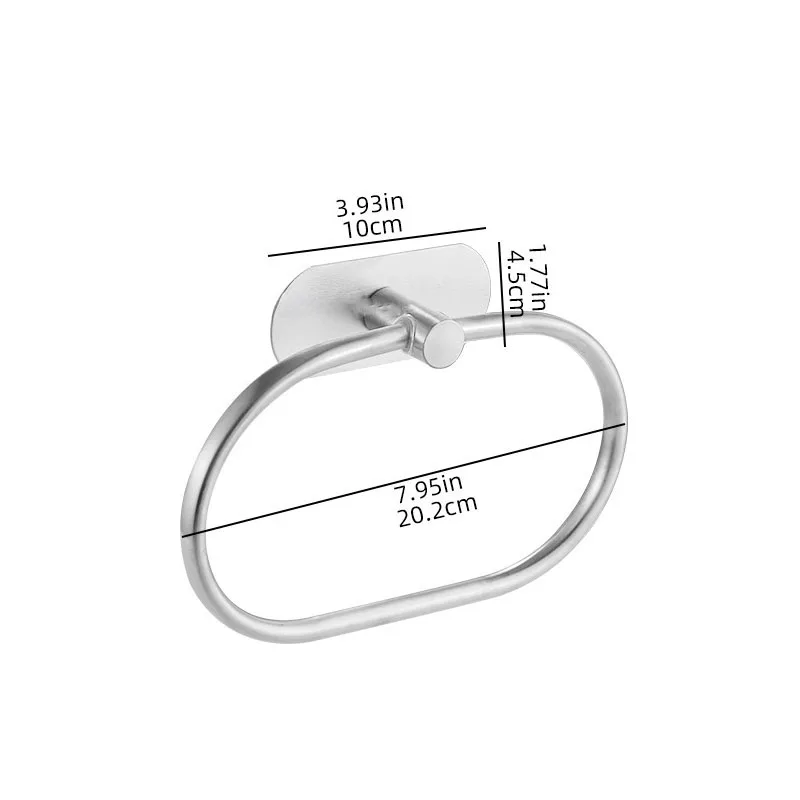 Colgador de anillo para toalla, toalla de mano resistente de acero inoxidable, soporte de pared de Base redonda, autoadhesivo, estante de almacenamiento sin taladro - imagen 4