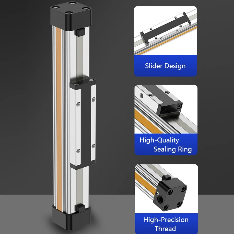 Cilindro neumático sin vástago de aire OSP-P16/P25/P32/P40/P50/P63/P80, velocidad mecánica de alta empuje con riel guía de carrera larga - imagen 5