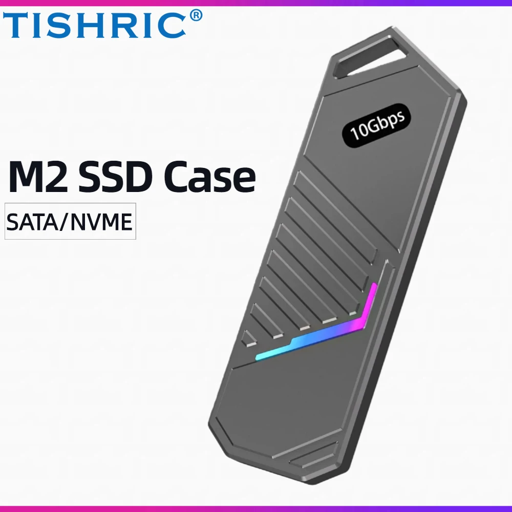 TISHRIC 10Gbps M.2 NVME SSD carcasa de disco duro externo CNC aleación de aluminio SATA protocolo simple/doble M2 caja de disco duro HDD