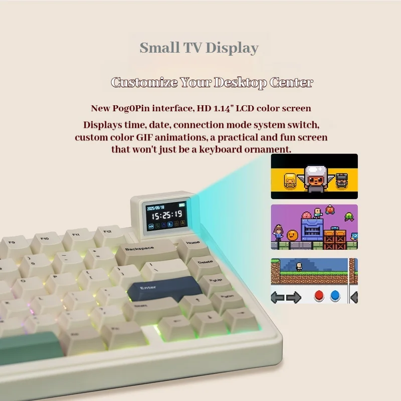 Teclado mecánico Epomaker Rt82, pantalla de modo Thri, estructura de puerta de enlace Rgb, animación personalizada, teclado personalizado con enchufe caliente - imagen 4