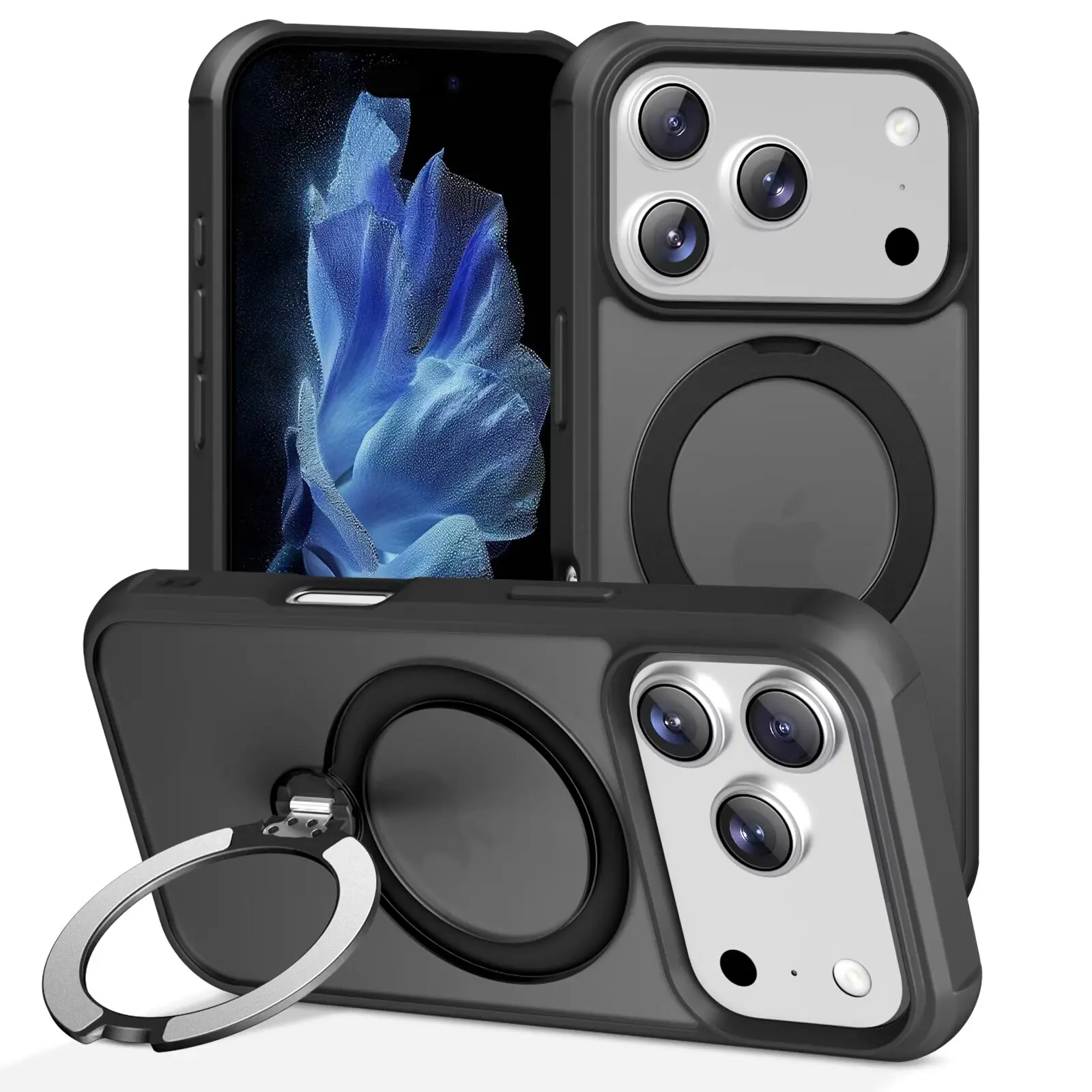 Para Apple iphone 17 Pro Max 17 Air funda dura 360 anillo soporte cubierta trasera protectora magnética para iphone 17 16 15 14 13Pro Max Shell