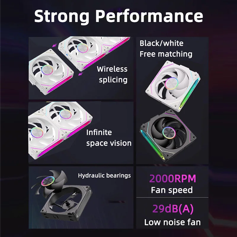 COOLCIRC CX-2 ventilador de chasis de computadora 120mm 5V enfriador ARGB de 3 pines 12V/4PIN PWM 800-2000 RPM ventilador de refrigeración de bloque de construcción silencioso 3 en 1 - imagen 2