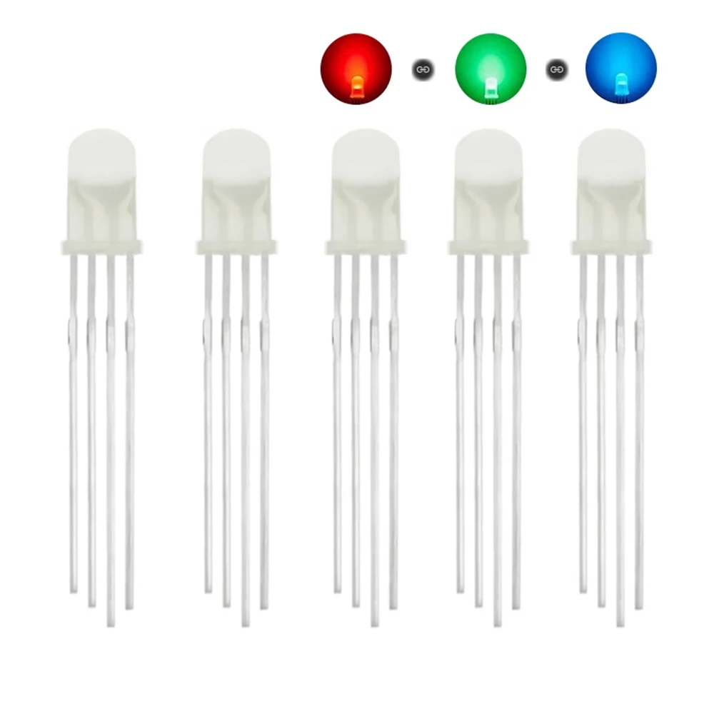 10 Uds 5mm RGB LED cátodo común/anodo común diodos emisores tricolor f5 RGB resaltado difuso/transparente para arduino - imagen 4