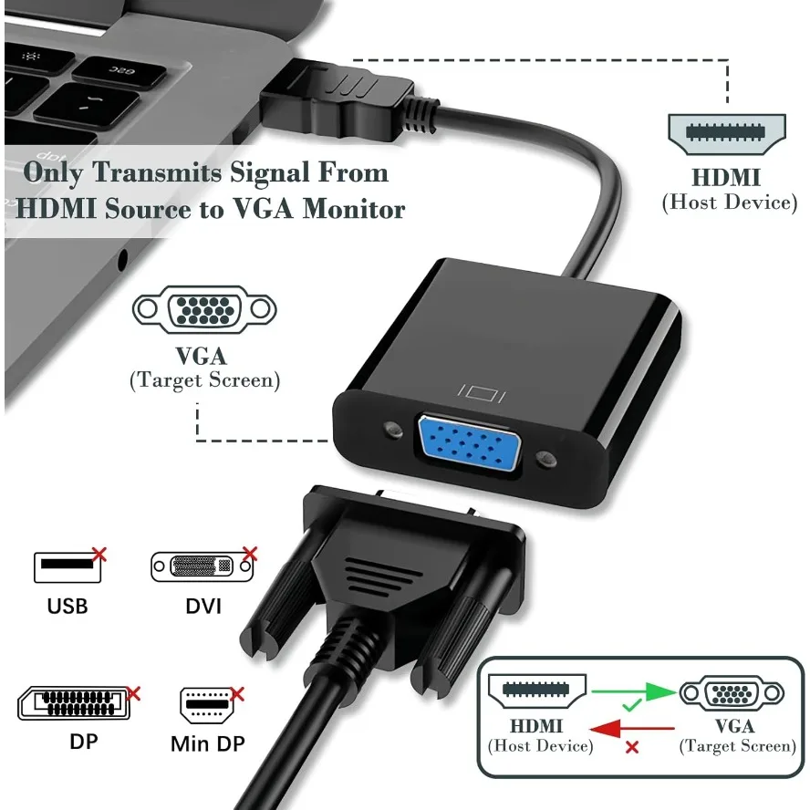 BGGQGG HD 1080P HDMI a VGA adaptador convertidor macho a hembra con fuente de alimentación de Audio para PS3 PS4 PC portátil TV Monitor proyector - imagen 3