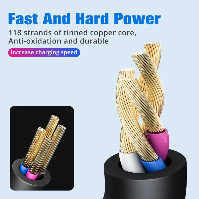 Cable Micro USB C 2 en 1 para teléfono móvil, Cable de carga rápida para Huaiwei Samgsung Xiaomi tipo C - imagen 5