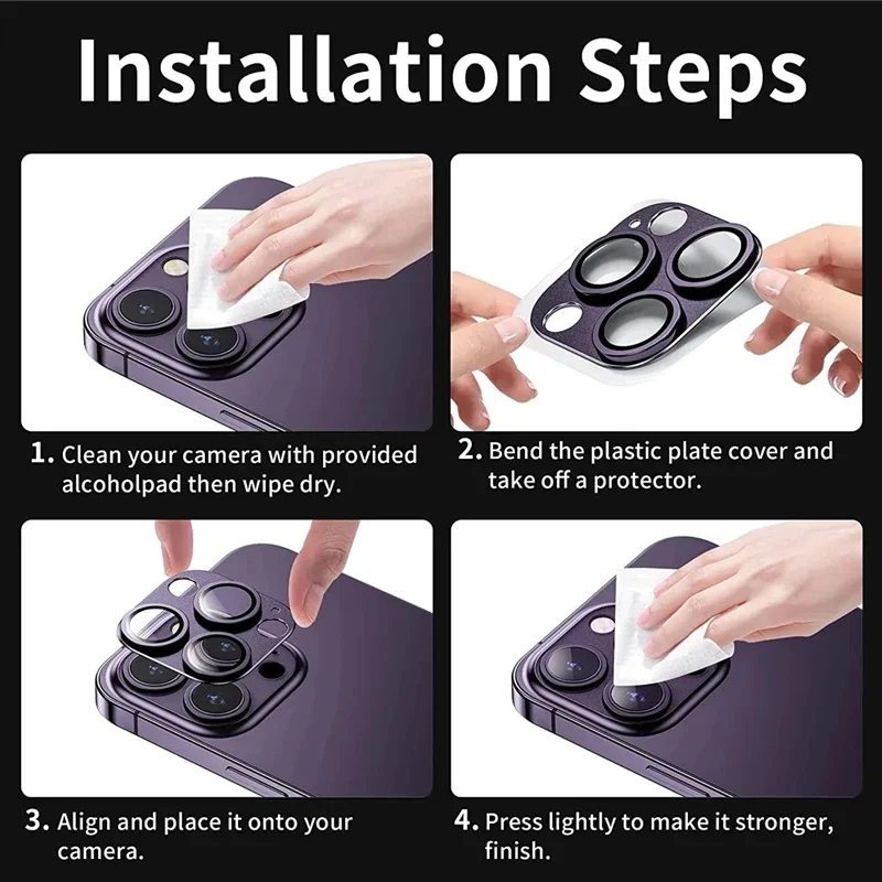 Para IPhone 14 15 16Pro Max Metal + cubierta protectora de lente de vidrio para IPhone 14 Plus 12 13 Mini 11 Pro Max película protectora de cámara - imagen 5