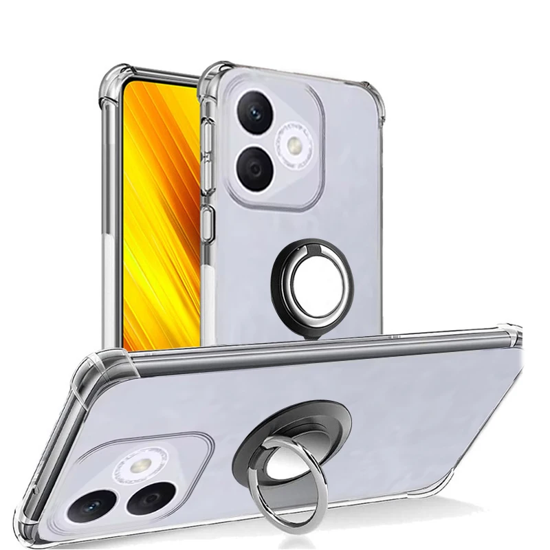 Funda trasera con soporte de anillo transparente para Honor 400 Lite, Airbag de silicona suave, funda de teléfono a prueba de golpes para Huawei Honor 400 Lite