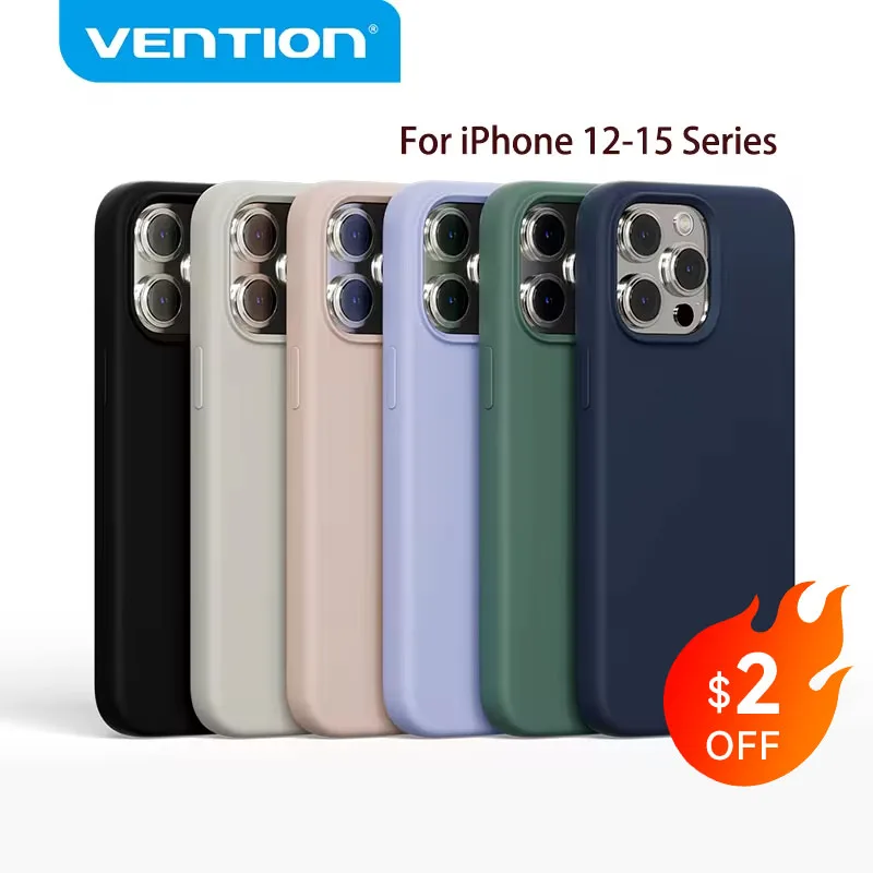 Vention-funda magnética de silicona para iPhone 16, 15, 14, 13, 12 Pro Max, funda de carga inalámbrica para teléfono con carga inalámbrica magnética