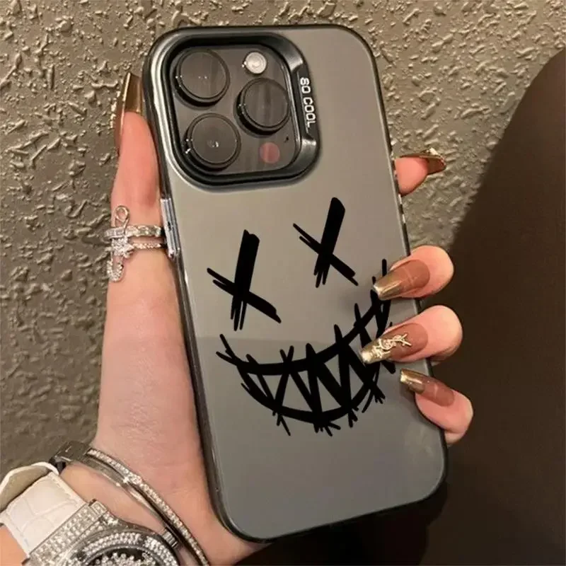 Funda de teléfono de titanio esmerilado del diablo sonriente para iPhone 12 Pro 11 Pro Max XS XR 7 8 Plus, funda protectora de pantalla a prueba de golpes - imagen 3